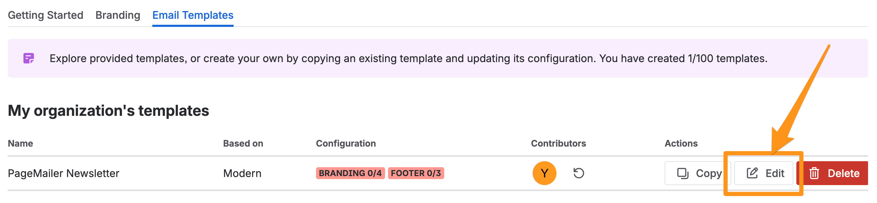 Editing a template