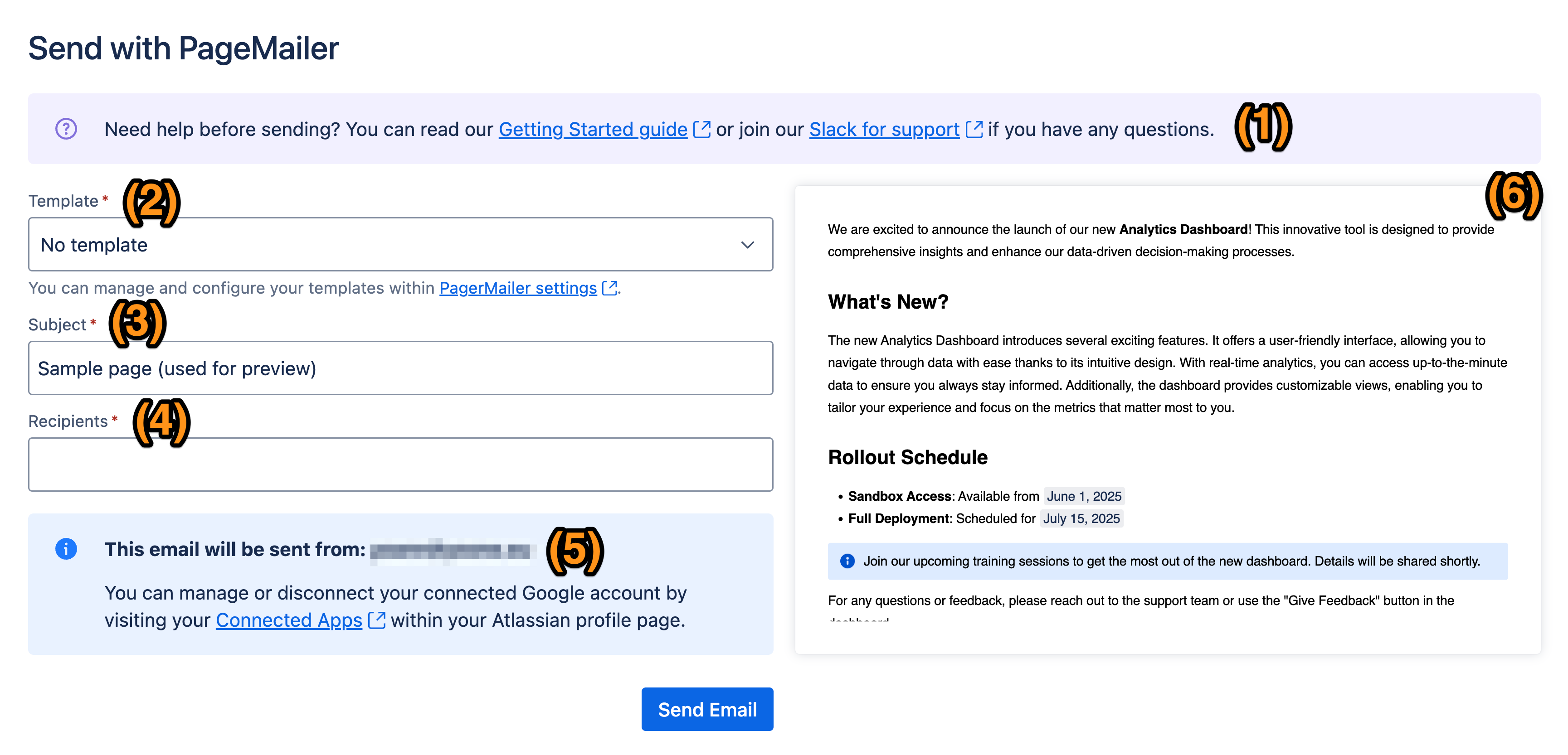 Email configuration and preview